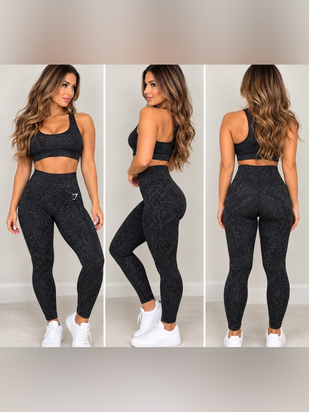 (#G) Gymshark Adapt Animal Seamless High Waisted Leggings Black Gymshark